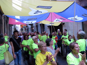 11 de setembre 2017. Assaig de la manifestació de la Diada al carrer Ciutadans i la plaça del Vi