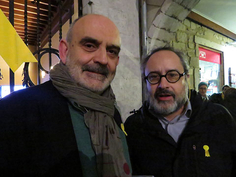 Josep Maria Fonalleras i Antoni Baños moments abans de la concentració