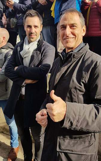 L'alcalde de Sant Julià de Ramis, Marc Puigtió i Josep Pujols, regidor d'Educació i Esports de l'Ajuntament de Girona