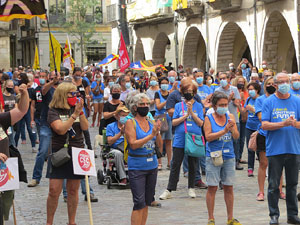 Diada Nacional 2020. Concentració a la plaça del Vi, lectura del manifest i cant de Els Segadors