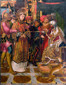 Sant Feliu davant el pretor Rufí. Joan de Borgonya, 1518-1521. Component del retaule de Sant Feliu