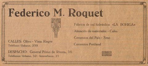 Anunci publicat al periòdic 'La Ciudad' el 15/3/1930. El carrer Nou era General Primo de Rivera