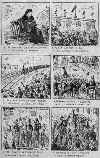 Auca 'Arrivada dels voluntaris catalans de Cuba a Barcelona'. Ca. 1898