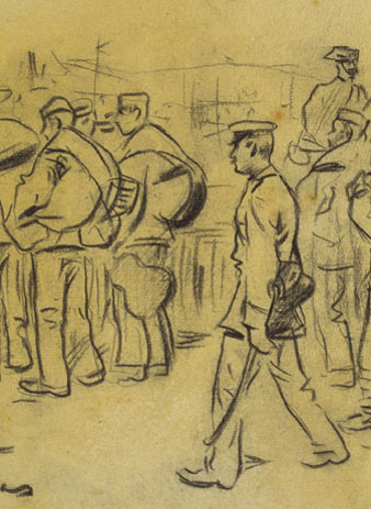 Estudi per al quadre 'Embarcament de tropes'. Ca. 1896. Ramon Casas