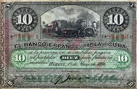 Bitllet de deu pesos. 1896