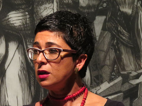 Sílvia Planas, directora del Museu, durant la inauguració de l'exposició