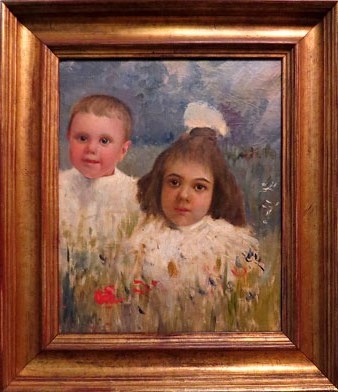 Retrat de nen i nena, Ca. 1900. Oli sobre tela encolada sobre fusta