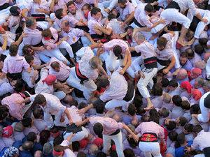 Fires 2016. La Diada Castellera a la pla&ccedil;a del Vi, amb els Marrecs de Salt, els Capgrossos de Matar&oacute; i els Minyons de Terrassa