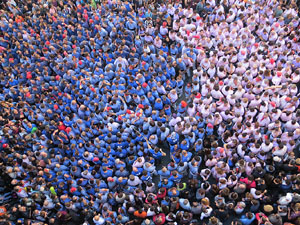 Fires 2016. La Diada Castellera a la pla&ccedil;a del Vi, amb els Marrecs de Salt, els Capgrossos de Matar&oacute; i els Minyons de Terrassa