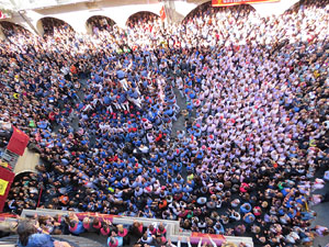 Fires 2016. La Diada Castellera a la pla&ccedil;a del Vi, amb els Marrecs de Salt, els Capgrossos de Matar&oacute; i els Minyons de Terrassa