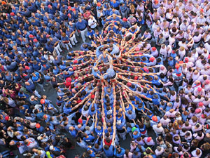 Fires 2016. La Diada Castellera a la pla&ccedil;a del Vi, amb els Marrecs de Salt, els Capgrossos de Matar&oacute; i els Minyons de Terrassa