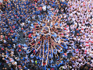 Fires 2016. La Diada Castellera a la pla&ccedil;a del Vi, amb els Marrecs de Salt, els Capgrossos de Matar&oacute; i els Minyons de Terrassa