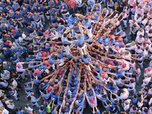 Fires 2016. La Diada Castellera a la pla&ccedil;a del Vi, amb els Marrecs de Salt, els Capgrossos de Matar&oacute; i els Minyons de Terrassa