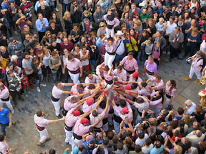 Fires 2016. La Diada Castellera a la plaça del Vi, amb els Marrecs de Salt, els Capgrossos de Mataró i els Minyons de Terrassa
