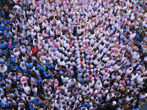 Fires 2016. La Diada Castellera a la pla&ccedil;a del Vi, amb els Marrecs de Salt, els Capgrossos de Matar&oacute; i els Minyons de Terrassa