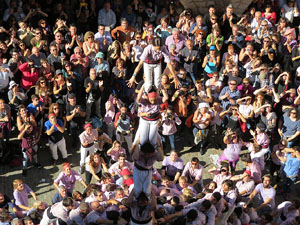 Fires 2016. La Diada Castellera a la pla&ccedil;a del Vi, amb els Marrecs de Salt, els Capgrossos de Matar&oacute; i els Minyons de Terrassa