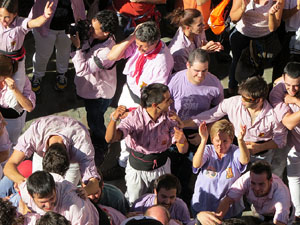 Fires 2016. La Diada Castellera a la pla&ccedil;a del Vi, amb els Marrecs de Salt, els Capgrossos de Matar&oacute; i els Minyons de Terrassa