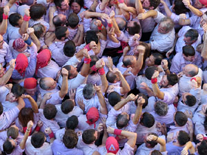Fires 2016. La Diada Castellera a la pla&ccedil;a del Vi, amb els Marrecs de Salt, els Capgrossos de Matar&oacute; i els Minyons de Terrassa
