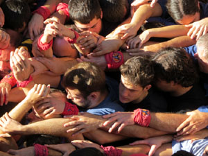 Fires 2016. La Diada Castellera a la pla&ccedil;a del Vi, amb els Marrecs de Salt, els Capgrossos de Matar&oacute; i els Minyons de Terrassa