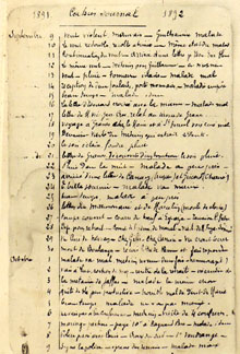 Pàgina del diari de Saunière on esmenta el descobriment d'una tomba, el 21 de setembre de 1891