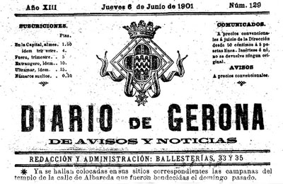Diario de Gerona de avisos i notícias del dijous 6 de juny 1901