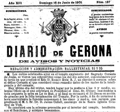 Diario de Gerona de avisos i notícias del diumenge 16 de juny 1901