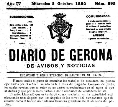Diario de Gerona de avisos i notícias del dimecres 5 d'octubre 1892