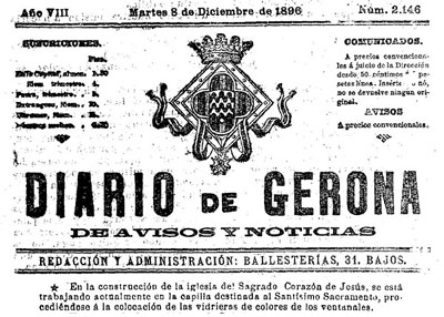 Diario de Gerona de avisos i notícias del dimarts 8 de desembre 1896