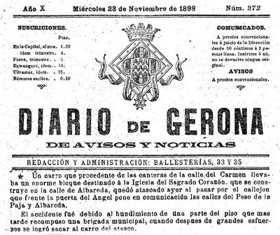 Diario de Gerona de avisos i notícias del dimecres 28 de novembre 1898