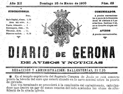 Diario de Gerona de avisos i notícias del diumenge 25 de març 1900