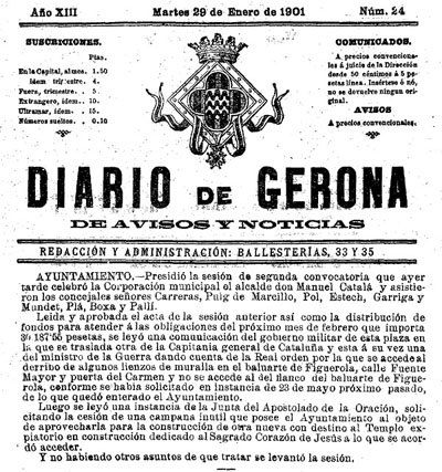 Diario de Gerona de avisos i notícias del dimarts 29 de gener 1901