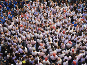 Fires 2017. La Diada Castellera a la pla&ccedil;a del Vi, amb els Marrecs de Salt, els Capgrossos de Matar&oacute; i els Minyons de Terrass