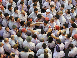 Fires 2017. La Diada Castellera a la pla&ccedil;a del Vi, amb els Marrecs de Salt, els Capgrossos de Matar&oacute; i els Minyons de Terrass