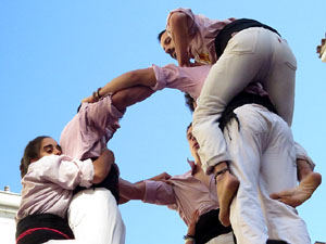 Fires 2017. La Diada Castellera a la pla&ccedil;a del Vi, amb els Marrecs de Salt, els Capgrossos de Matar&oacute; i els Minyons de Terrass