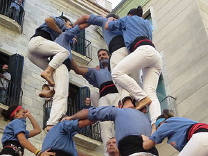 Fires 2017. La Diada Castellera a la pla&ccedil;a del Vi, amb els Marrecs de Salt, els Capgrossos de Matar&oacute; i els Minyons de Terrass