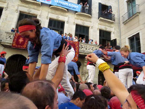 Fires 2017. La Diada Castellera a la pla&ccedil;a del Vi, amb els Marrecs de Salt, els Capgrossos de Matar&oacute; i els Minyons de Terrass
