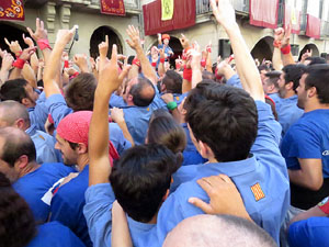Fires 2017. La Diada Castellera a la pla&ccedil;a del Vi, amb els Marrecs de Salt, els Capgrossos de Matar&oacute; i els Minyons de Terrass