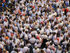 Fires 2017. La Diada Castellera a la pla&ccedil;a del Vi, amb els Marrecs de Salt, els Capgrossos de Matar&oacute; i els Minyons de Terrass
