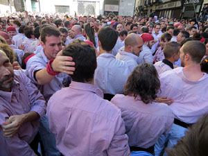 Fires 2017. La Diada Castellera a la pla&ccedil;a del Vi, amb els Marrecs de Salt, els Capgrossos de Matar&oacute; i els Minyons de Terrass