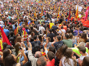 Manifestaci&oacute; 'Els col&middot;legis, sempre nostres!' davant la seu de la Generalitat de Catalunya
