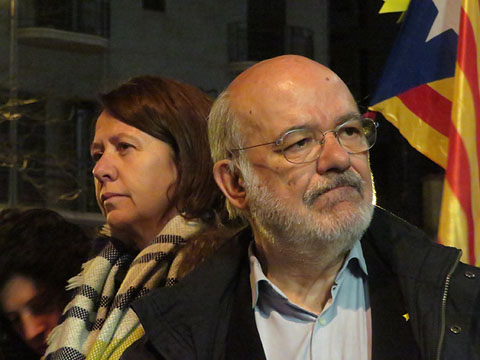 L'alcaldessa de Girona Marta Madrenas i l'eurodiputat Josep Maria Terricabras durant els parlaments