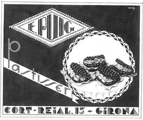 Cartell publicitari de la pastisseria 'E.Puig', al carrer Cort-Reial n 15 de Girona. 1932