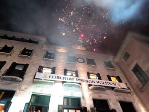 Fires 2018. Preg&oacute; de Fires. Balls de l'&Agrave;liga i els gegants de la ciutat