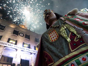 Fires 2018. Preg&oacute; de Fires. Balls de l'&Agrave;liga i els gegants de la ciutat