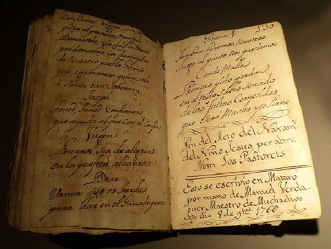 Petit llibret de 260 pàgines escrit a mà, datat a Mataró el 1766 i que duu el títol 'Lo Acte del Naxament del Niño Jesús, altrament anomenat Los Pastorets', signat per Manuel Verdaguer