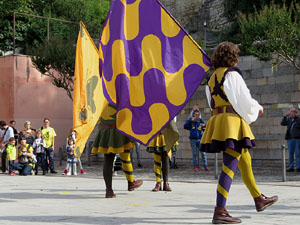 Fires de Sant Narc&iacute;s 2018. Toc de rams. Canvi dels rams de flors de les gegantes de Girona