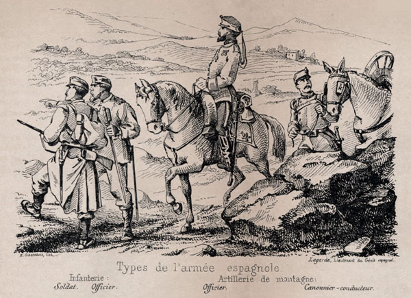 Tropes al final de les Guerres Carlines segons l'ordre general del 16 de novembre de 1875. Infanteria i artilleria