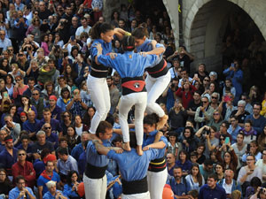Fires 2019. La Diada Castellera a la pla&ccedil;a del Vi, amb els Marrecs de Salt, els Capgrossos de Matar&oacute; i els Minyons de Terrassa
