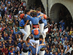 Fires 2019. La Diada Castellera a la pla&ccedil;a del Vi, amb els Marrecs de Salt, els Capgrossos de Matar&oacute; i els Minyons de Terrassa