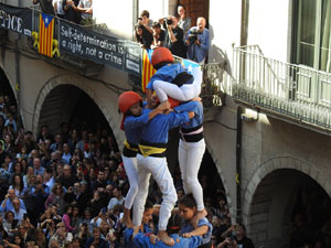 Fires 2019. La Diada Castellera a la pla&ccedil;a del Vi, amb els Marrecs de Salt, els Capgrossos de Matar&oacute; i els Minyons de Terrassa